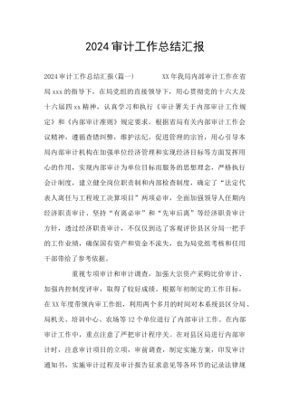 2024审计工作总结汇报