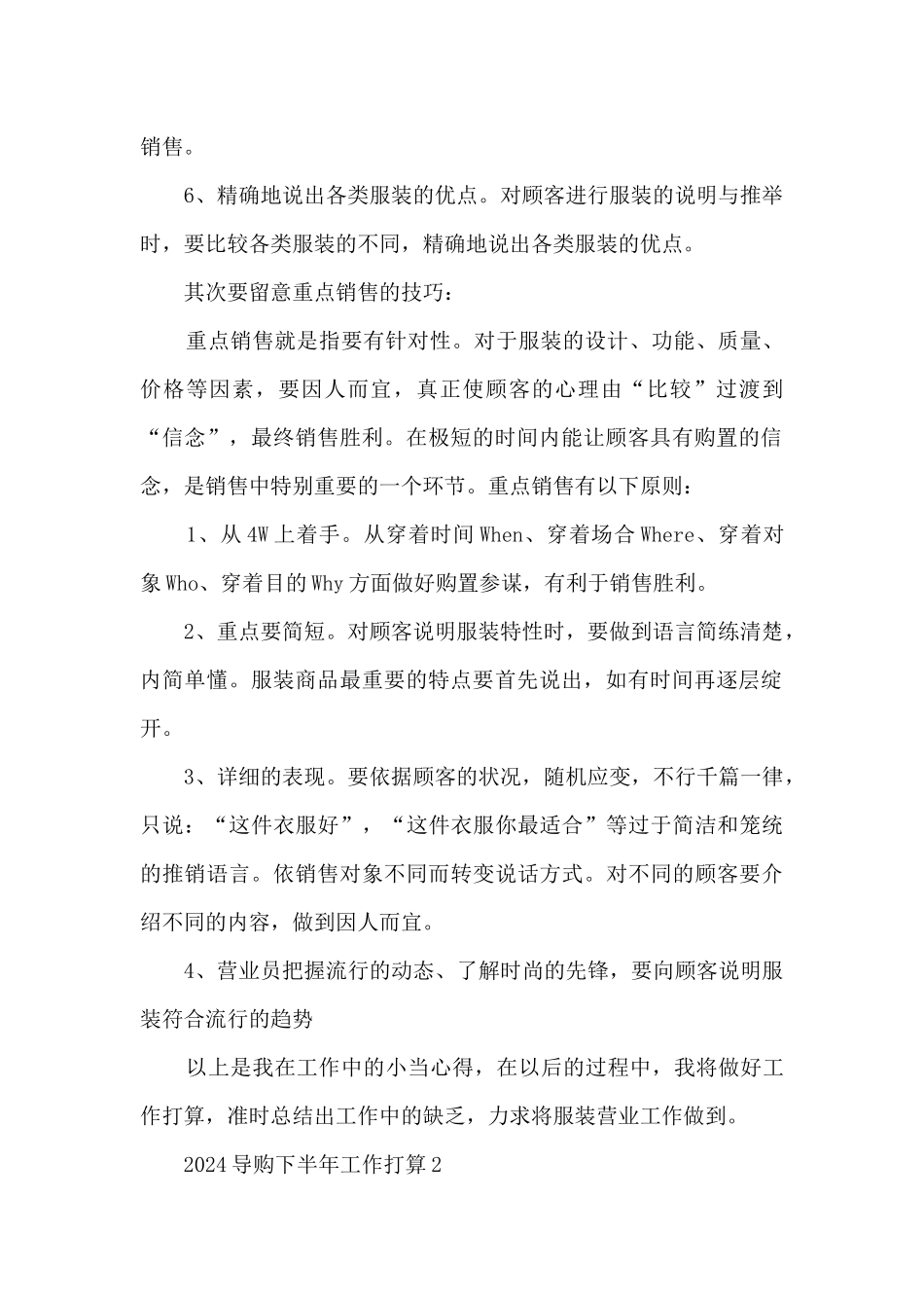 2024导购下半年工作计划5篇_第2页
