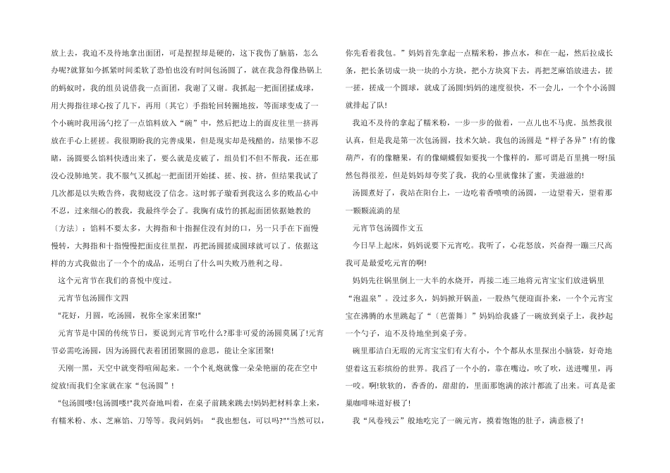 2024小学元宵节包汤圆优秀满分400字5篇_第2页