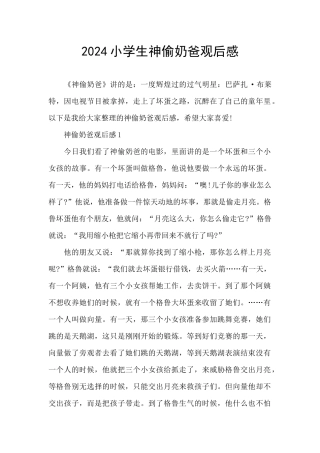 2024小学生神偷奶爸观后感