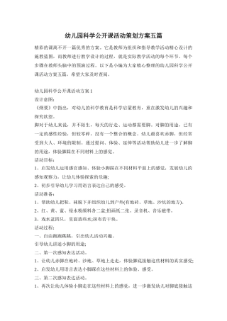 幼儿园科学公开课活动策划方案五篇