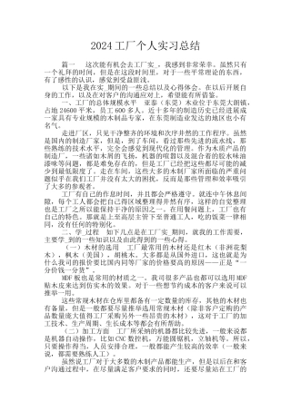 2024工厂个人实习总结