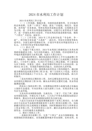2024市水利局工作计划