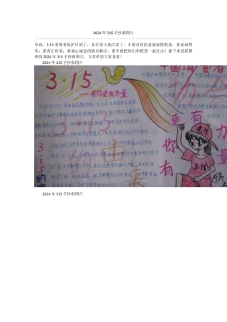 2024年315手抄报图片