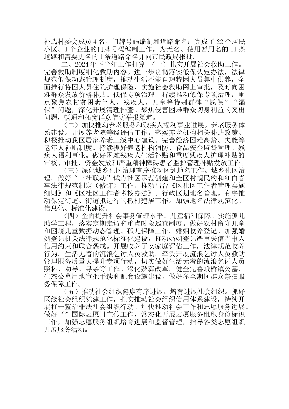 2024年XX区民政局半年工作总结和下年工作计划_第2页