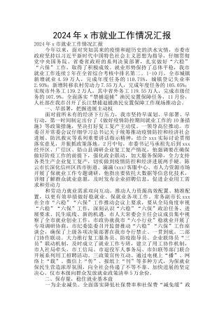 2024年x市就业工作情况汇报
