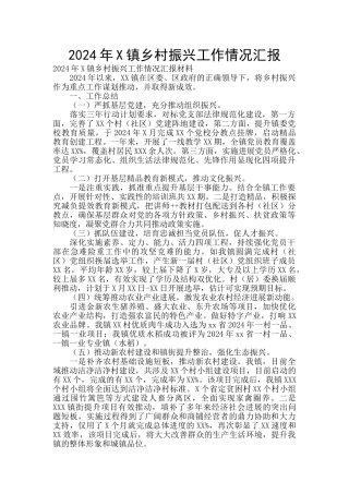 2024年X镇乡村振兴工作情况汇报