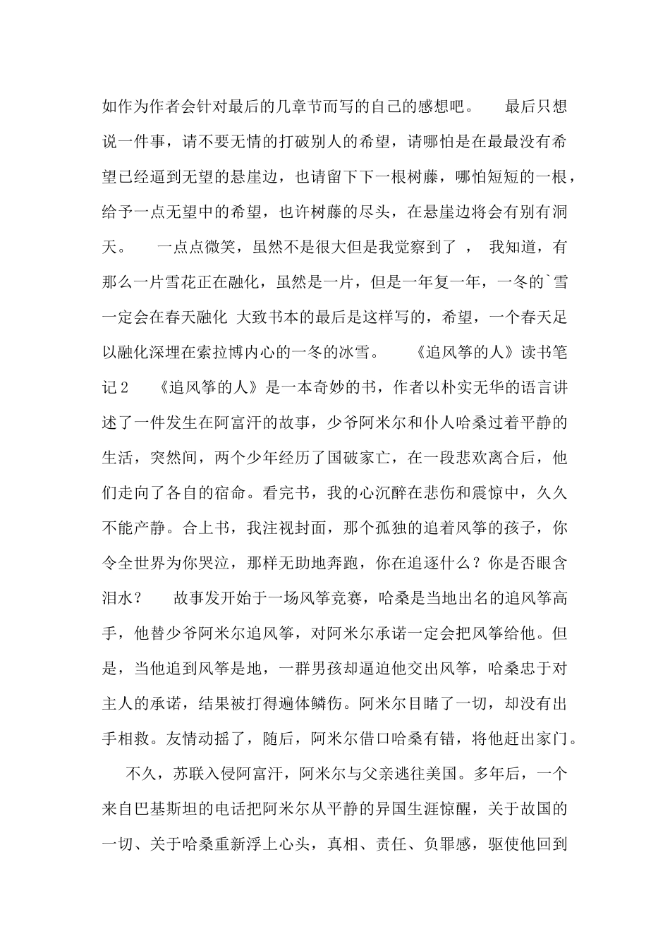 2024年《追风筝的人》读书笔记范文_第2页