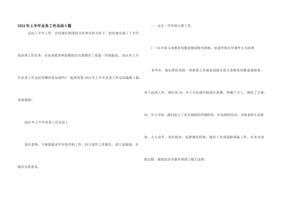 2024年上半年业务工作总结5篇_第1页