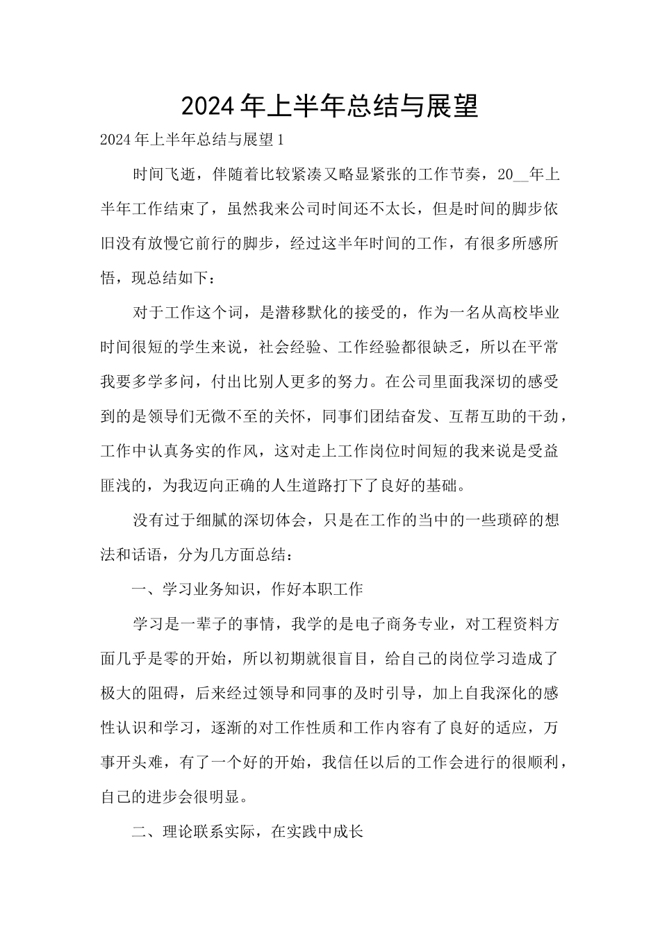 2024年上半年总结与展望_第1页