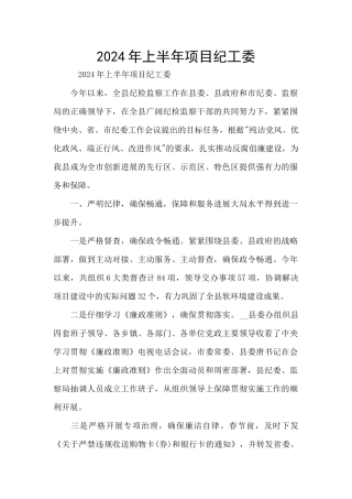 2024年上半年项目纪工委