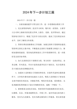 2024年下一步计划三篇
