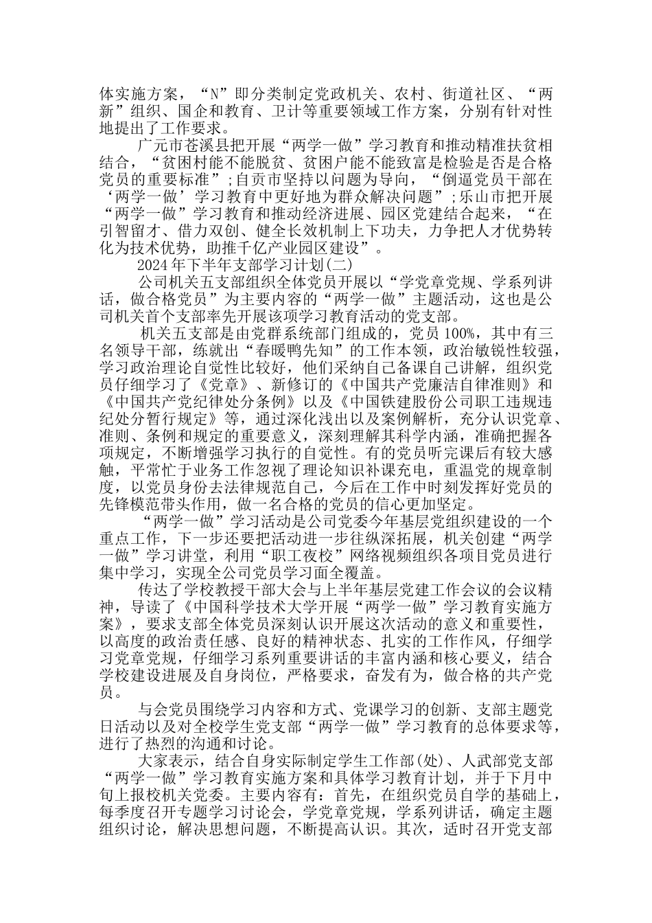 2024年下半年支部学习计划_第3页