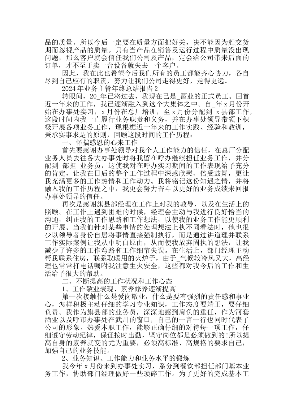 2024年业务主管年终总结报告_第2页