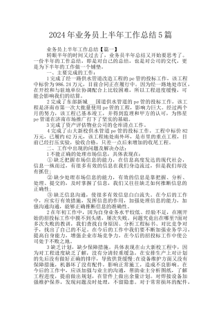 2024年业务员上半年工作总结5篇