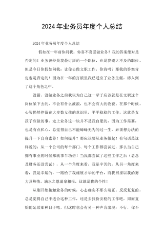 2024年业务员年度个人总结