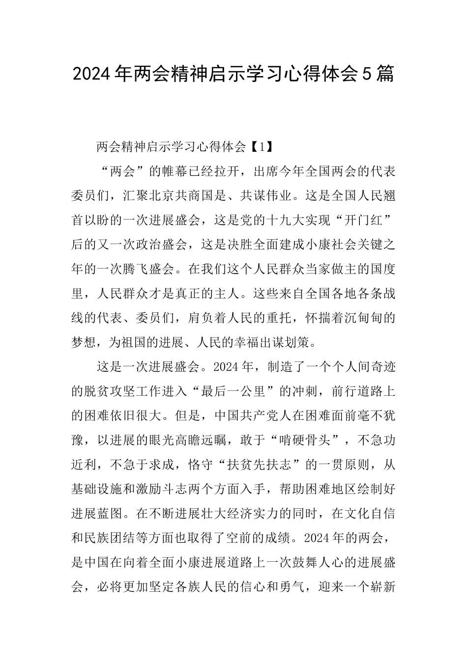 2024年两会精神启示学习心得体会5篇_第1页