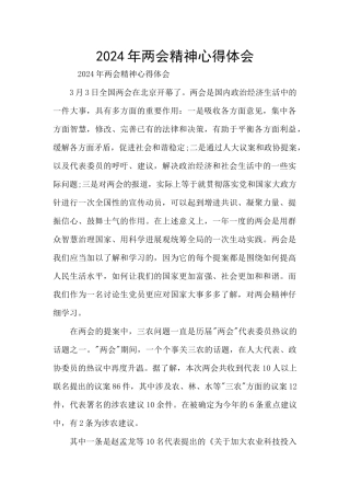 2024年两会精神心得体会
