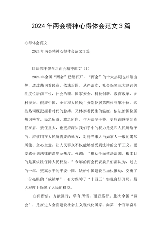 2024年两会精神心得体会范文3篇