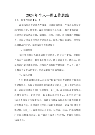 2024年个人一周工作总结