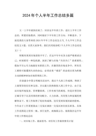 2024年个人半年工作总结多篇