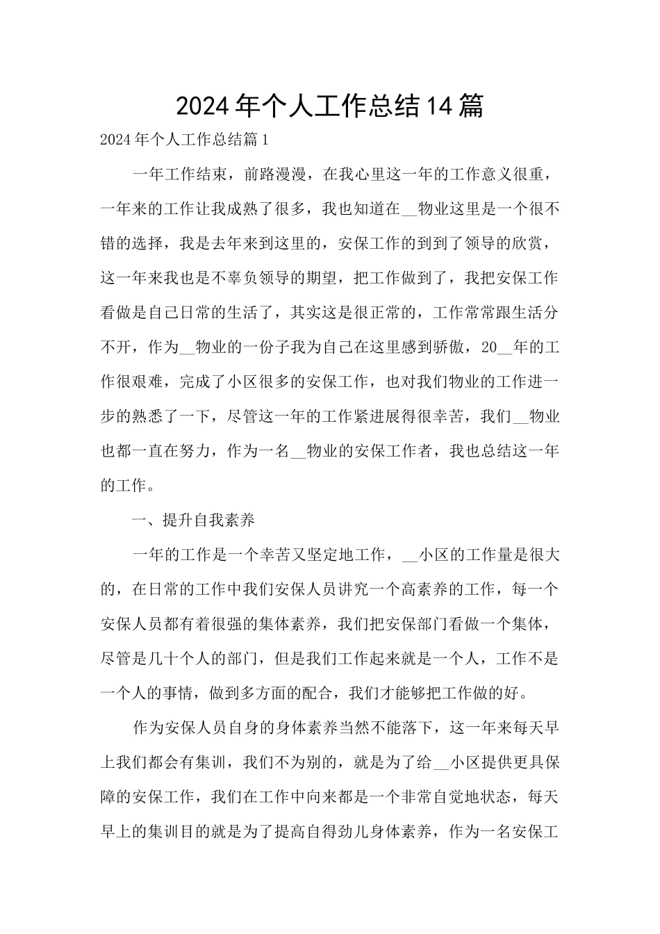 2024年个人工作总结14篇_第1页