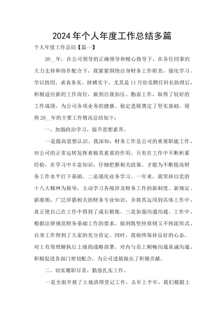 2024年个人年度工作总结多篇