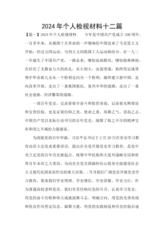 2024年个人检视材料十二篇