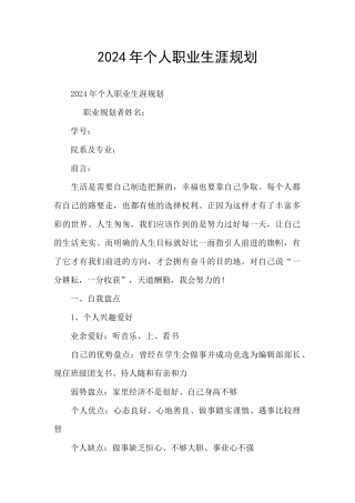 2024年个人职业生涯规划