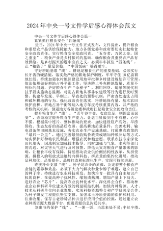 2024年中央一号文件学后感心得体会范文