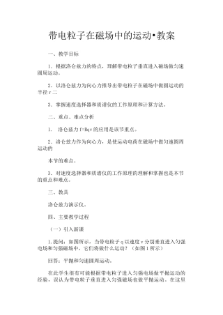 带电粒子在磁场中的运动·教案