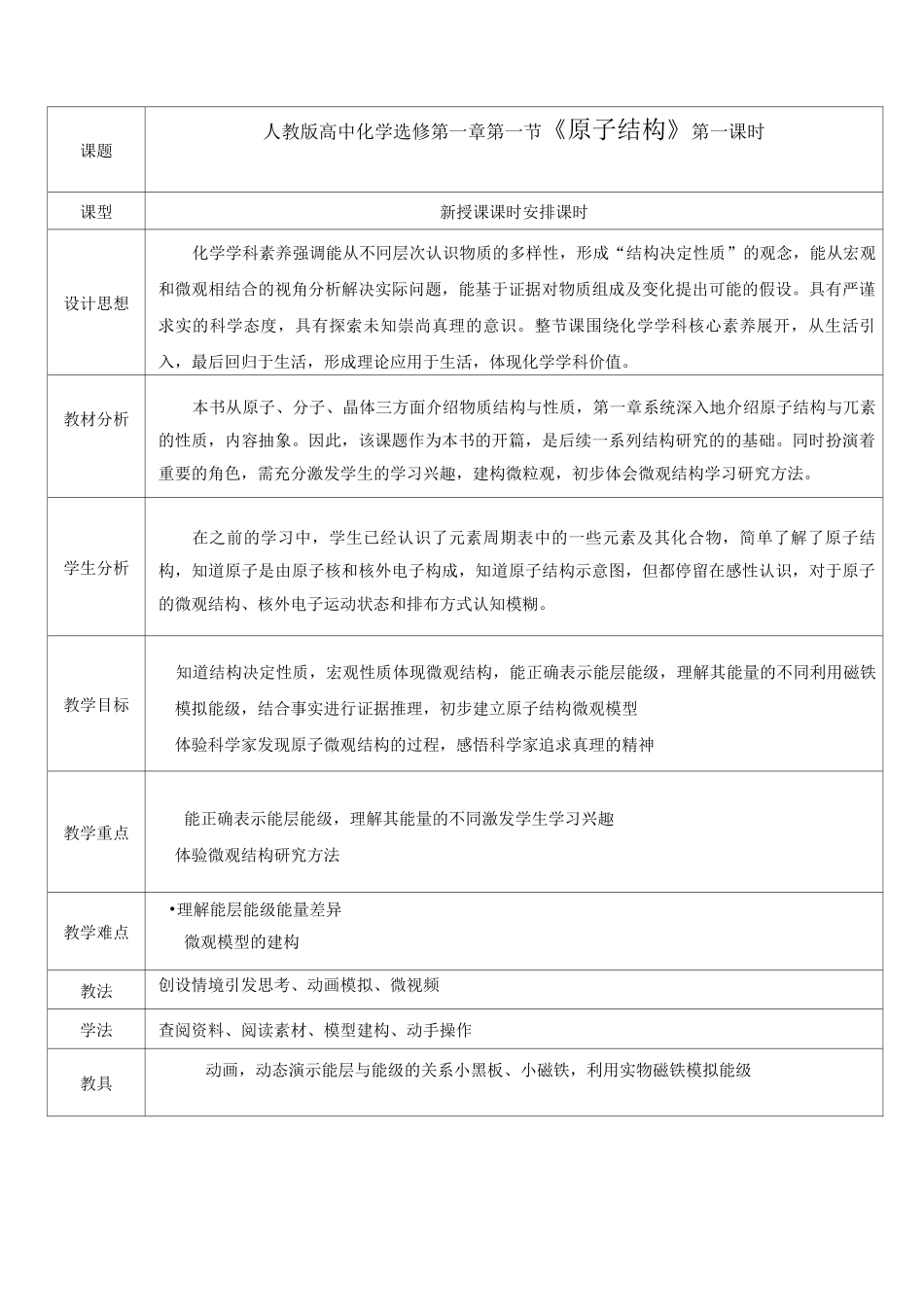 《原子结构》(第一课时)教学设计_第2页