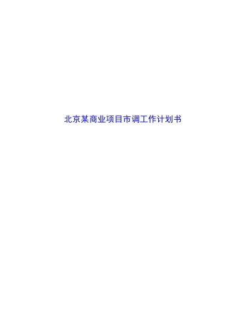 商业项目市调工作计划书