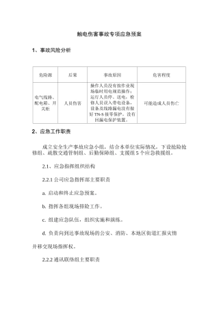 触电伤害事故专项应急预案