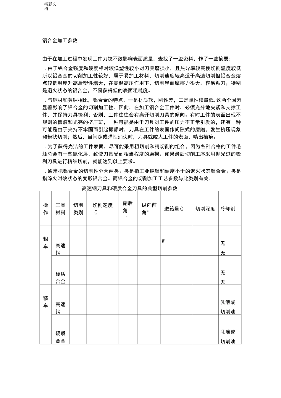 铝合金加工全参数_第1页