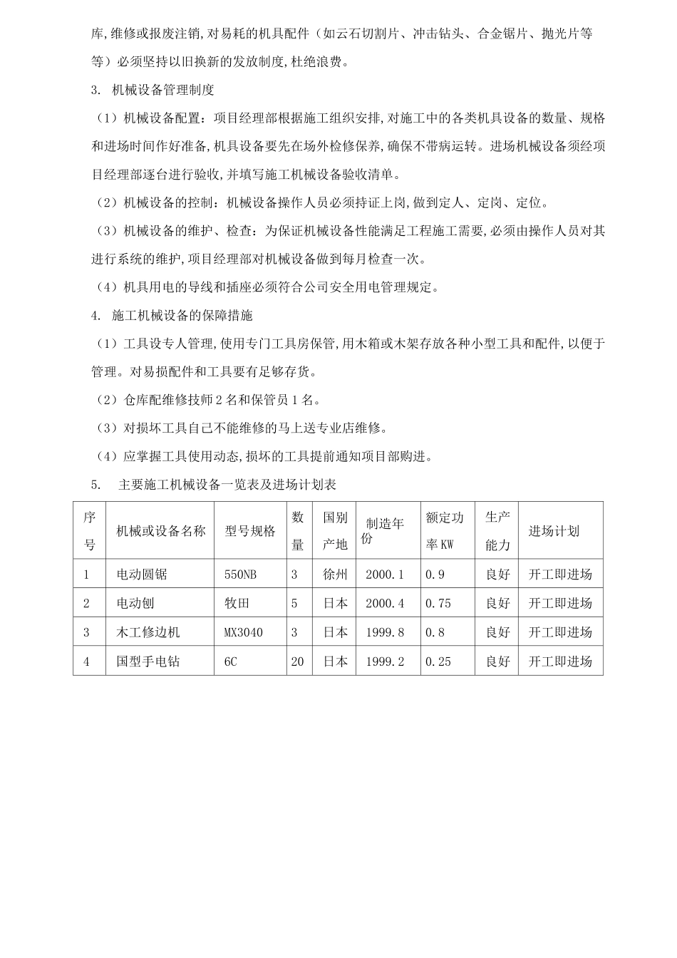 装修改造工程施工机械进场计划_第3页