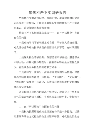 聚焦不严不实调研报告