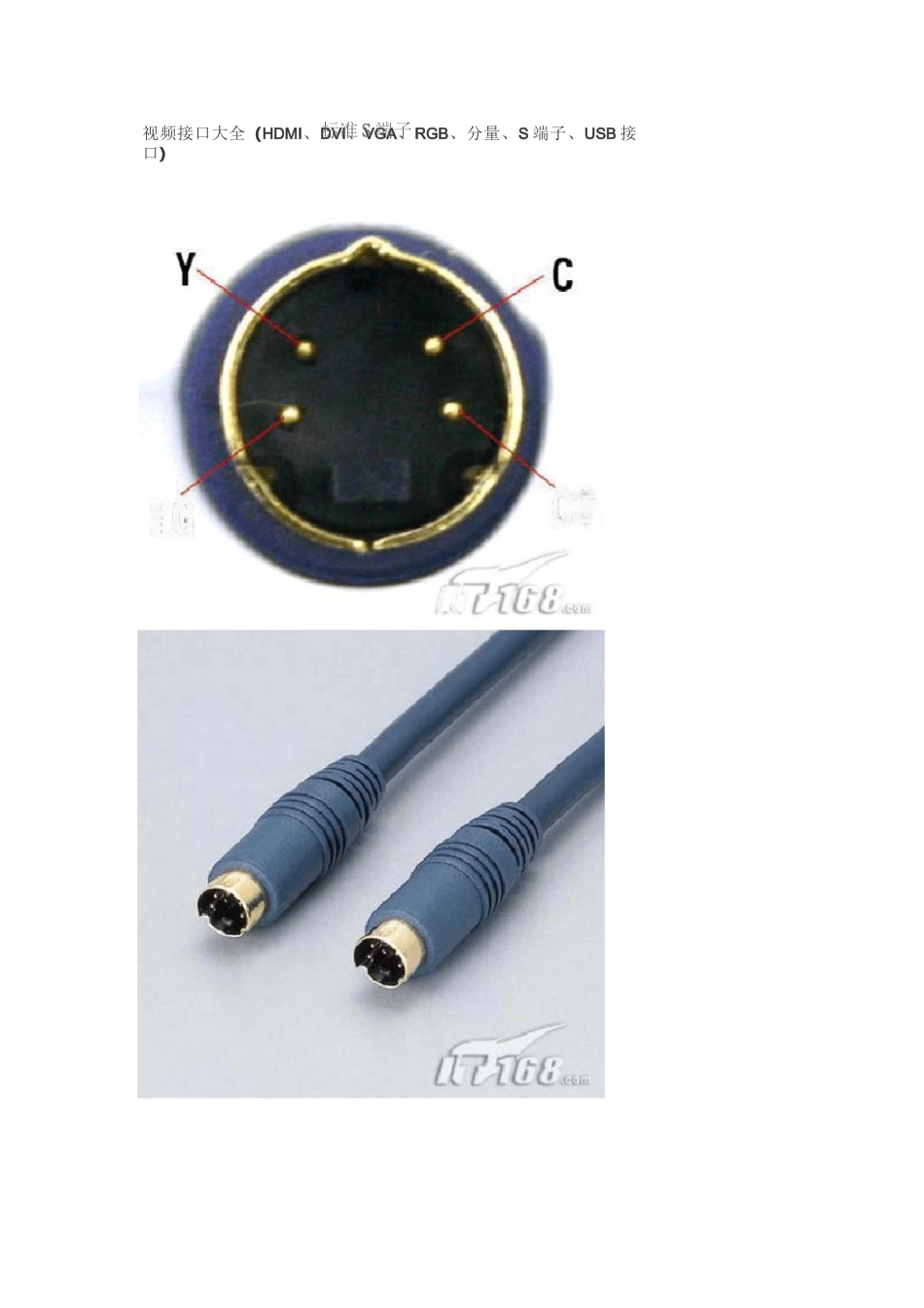 视频接口大全(HDMI、DVI、VGA、RGB、分量、S端子、USB重点_第1页