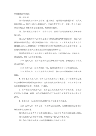 财务风险管控制度