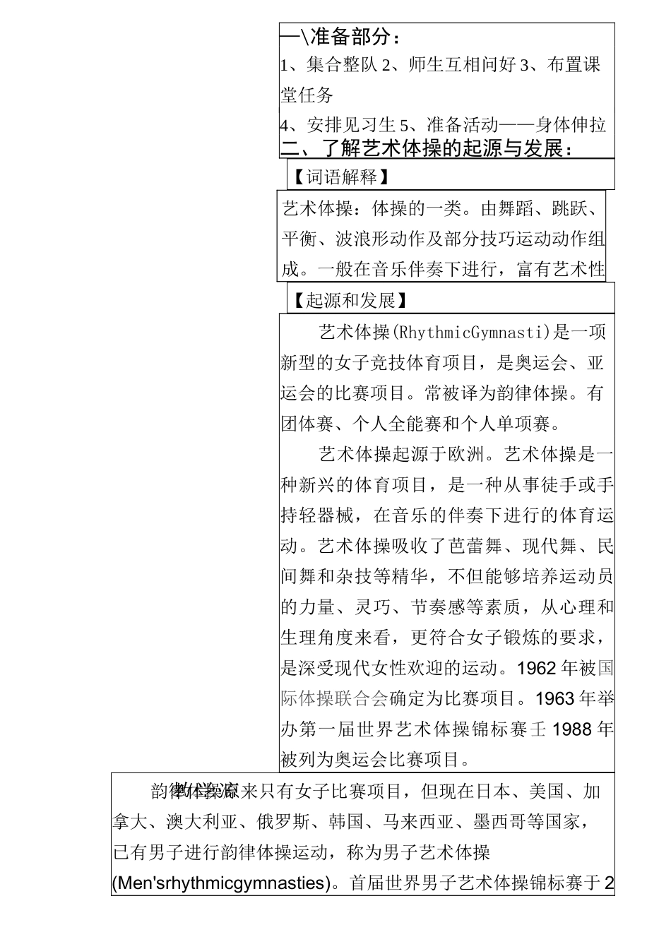 小学艺术体操校本课程教案_第3页