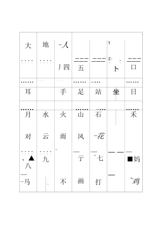 部编教材小学语文一年级上册识字表