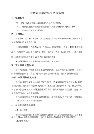 管片表层裂纹修复技术方案