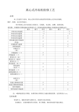 离心式冷冻机检修工艺