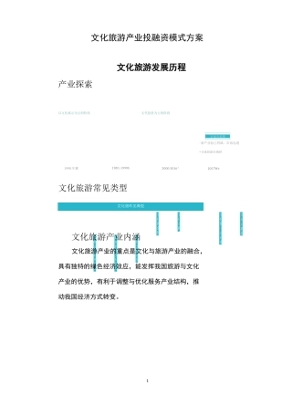 文化旅游产业投融资模式方案