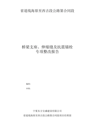 桥梁支座、伸缩缝及抗震锚栓专项整治总结
