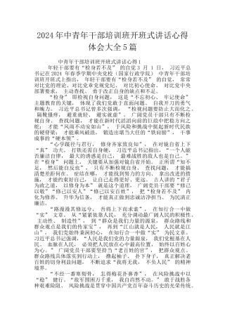 2024年中青年干部培训班开班式讲话心得体会大全5篇