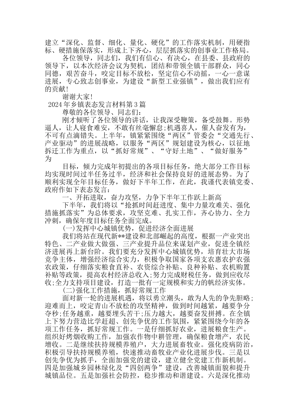 2024年乡镇表态发言材料_第3页