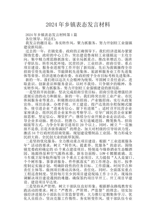 2024年乡镇表态发言材料