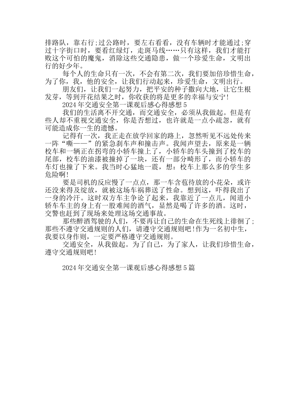 2024年交通安全第一课观后感心得感想最新5篇_第3页