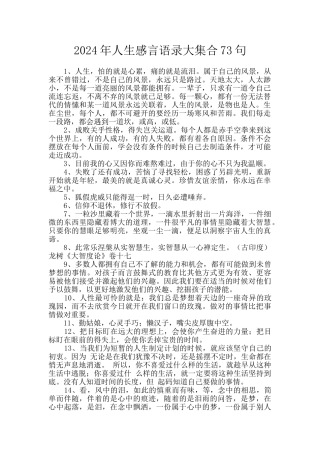 2024年人生感言语录大集合73句